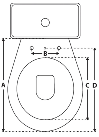 EB-R500 Regular Seat measurement diagram showing A, B, C and D dimensions
