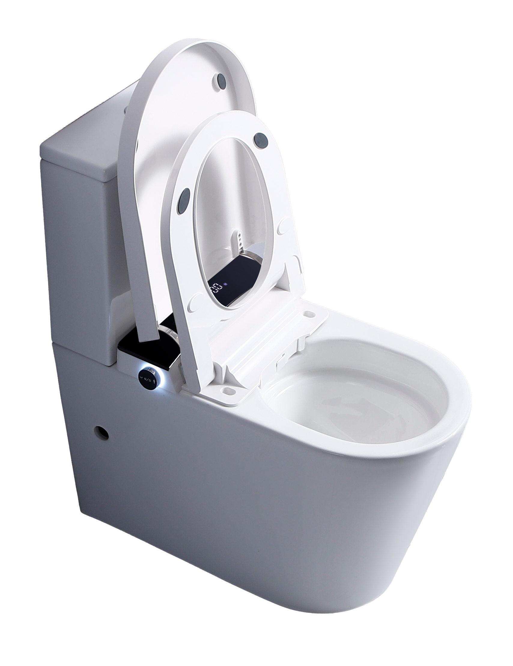 Throne Smart Bidet Toilet Suite Matte Black — open lid view
