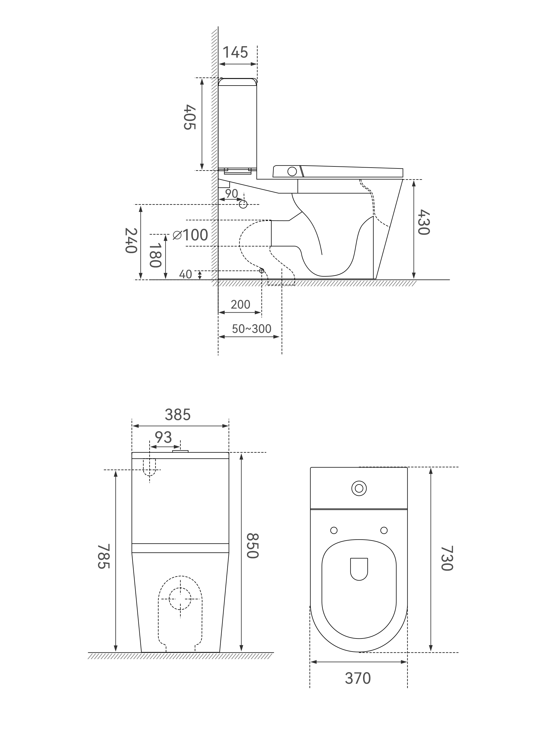 Throne Smart Bidet Toilet Suite specifications diagram