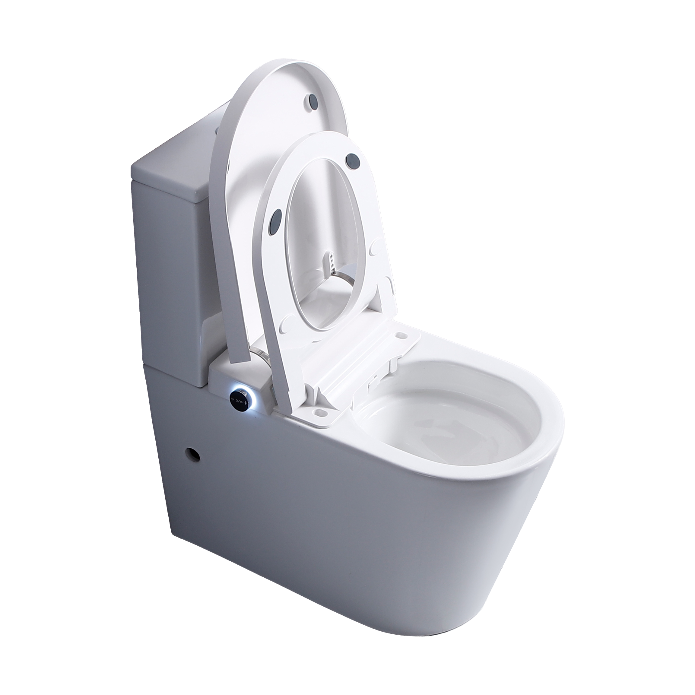 Throne Smart Bidet Toilet Suite — Gloss White open lid view